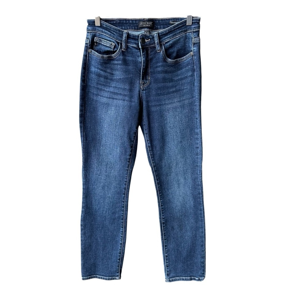 Judy Blue Jeans Pants Straight Fit Dark Wash Denim Stretch Pockets Streetwear 27